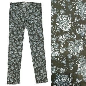 Uniqlo Green Floral Straight Skinny Jeans - Size 12